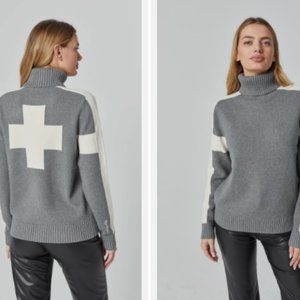 NWT Alp N Rock Killian Swiss Cross Turtleneck Suisse Ski Sweater Grey Large